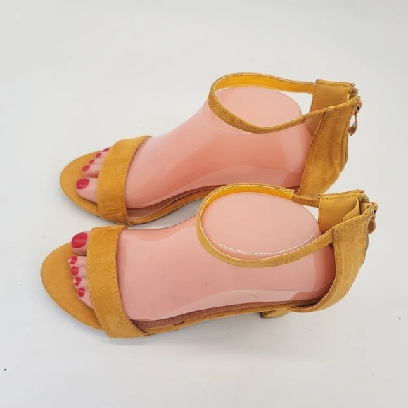 Lov Mark Womens NIXTY Open Toe Suede Occasion Ankle Strap Mustard Yellow Sz 9 - Picture 11 of 11